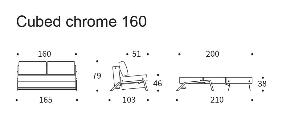 Cubed 160 Chrome Soffa Bed, Argus/Rust