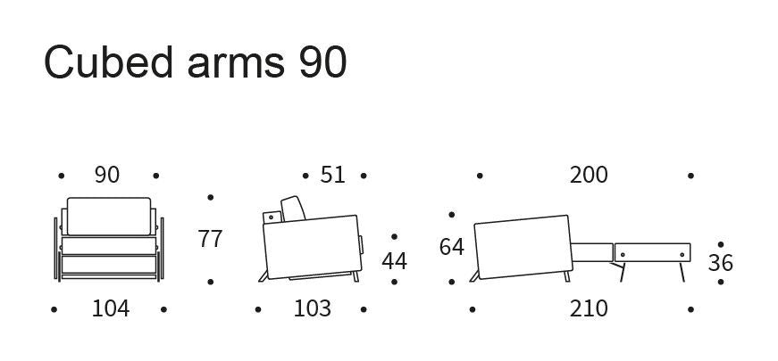 Cubed 90 lounge stol med armstöd, vridning/granit