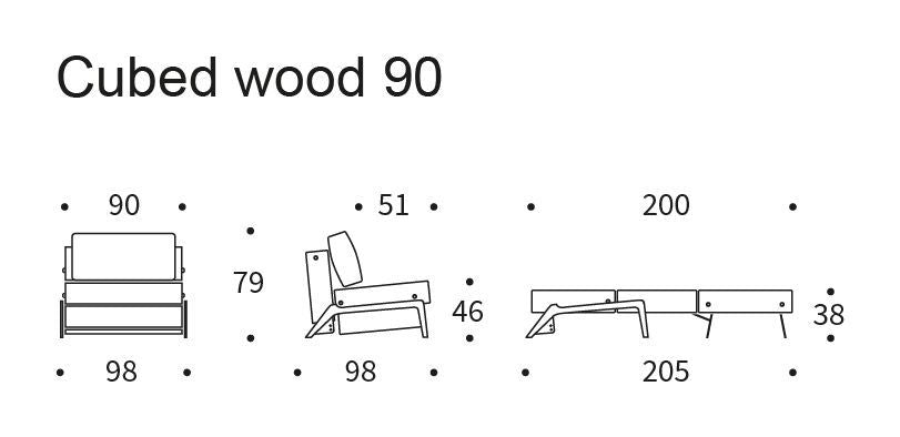 Cubed 90 lounge stol med ekben, blandad dans/blå