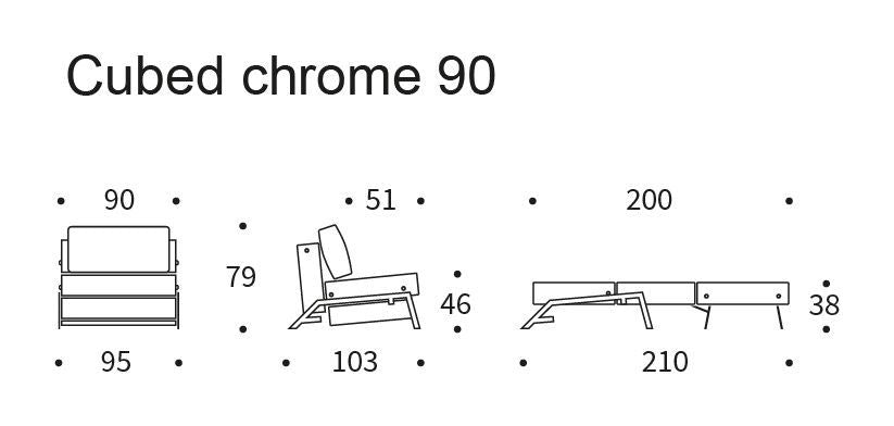 Cubed 90 lounge stol med kromben, blandad dans/blå