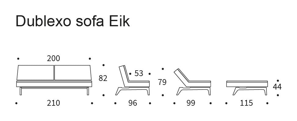 Dublexo ek soffa säng, rökt ek, blandad dans naturlig