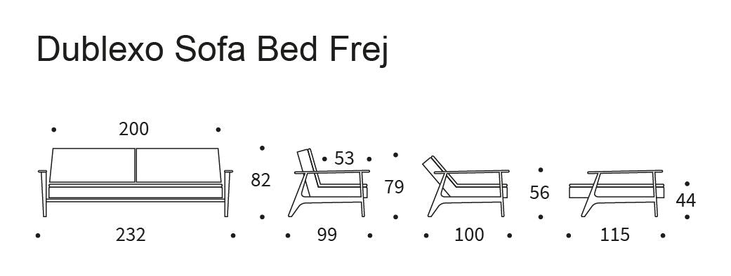 Dublexo Frej -bäddsoffa, rökt ek, natur, vridkol