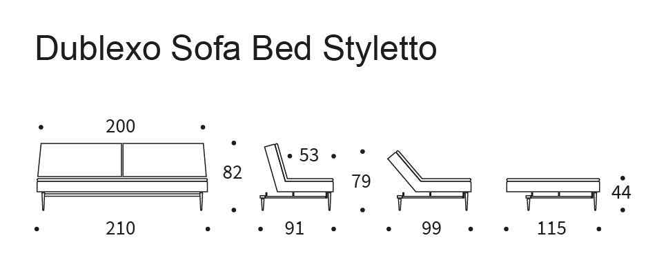 Dublexo Styletto -bäddsoffa, blandad dans naturlig