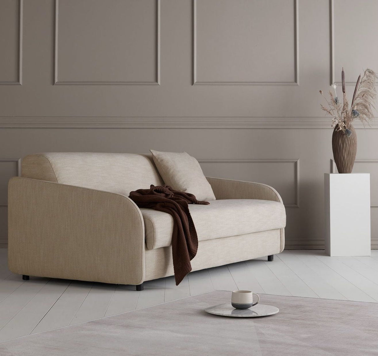 Eivor 160 bäddsoffa med hoppmadrass, beige