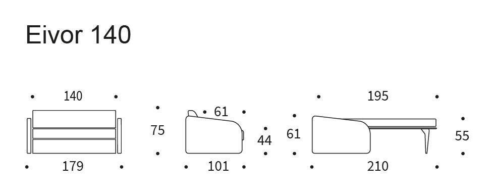 Eivor Sofa Bed 140, Twiste Granite