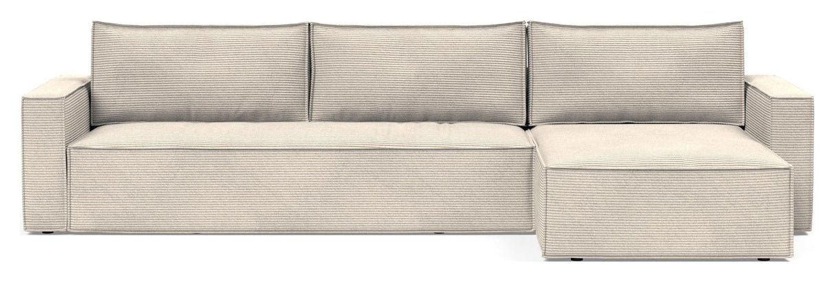 Newilla bäddsoffa med schäslong, bouclé taupe