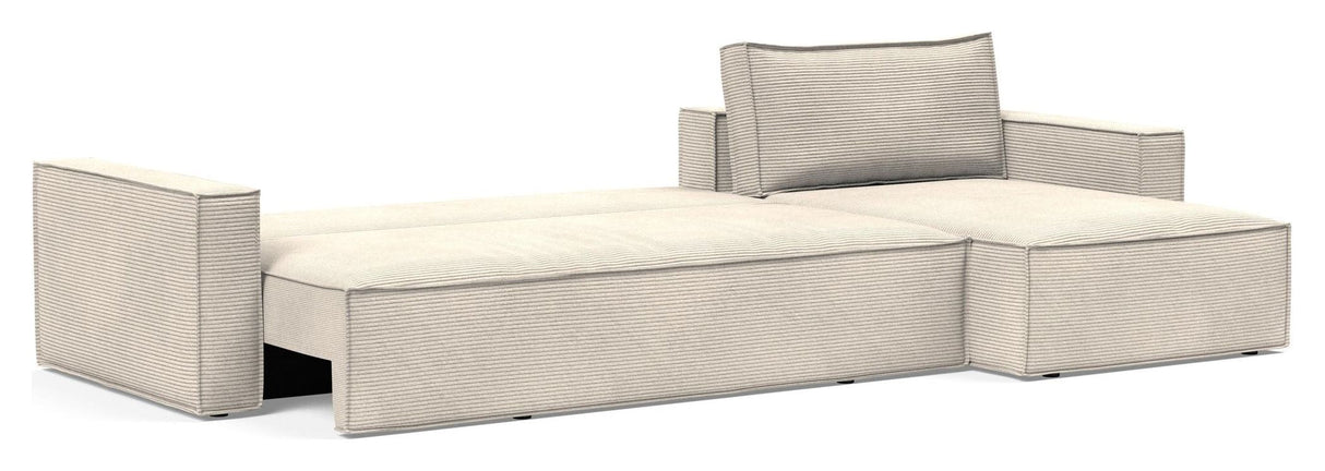 Newilla bäddsoffa med schäslong, bouclé taupe