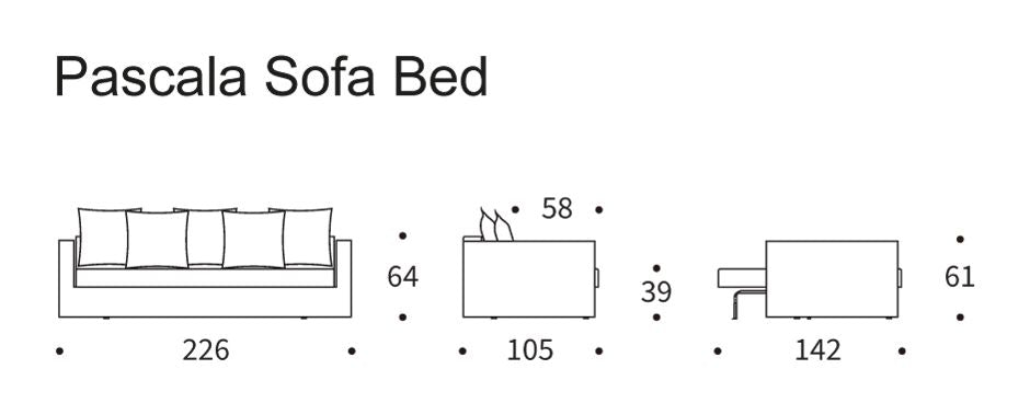 Pascala bäddsoffa, dammig blå