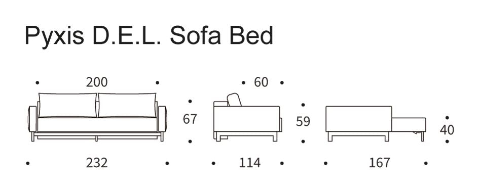 Pyxis D.E.L. Bäddsoffa, blandad dans/blå