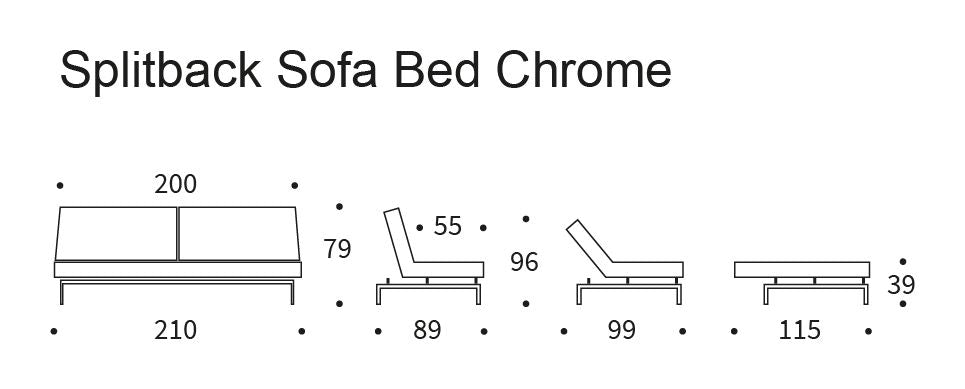 Splitback Chrome Soffa Bed, Argus/Navy Blue