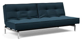 Splitback Chrome Soffa Bed, Argus/Navy Blue