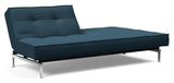 Splitback Chrome Soffa Bed, Argus/Navy Blue