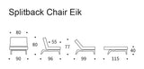 Splitback eik lounge stol, rökt ek, blandad dans/grå