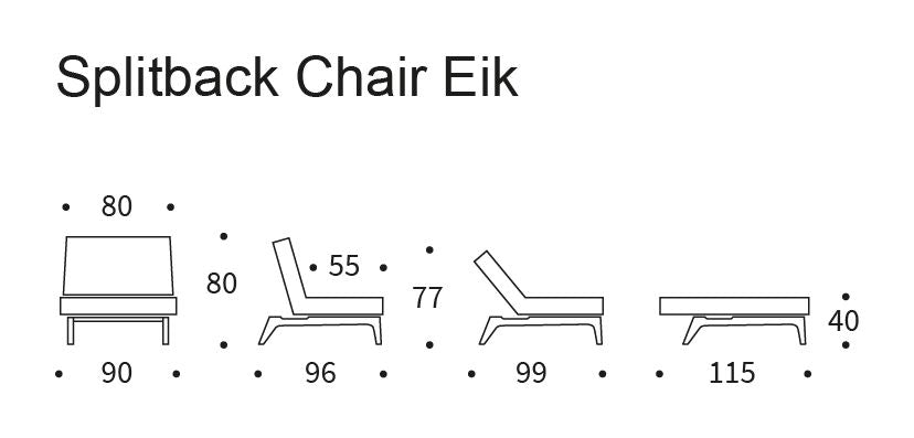 Splitback Oak Lounge stol, rökt ek, blandad dans/ljusblå