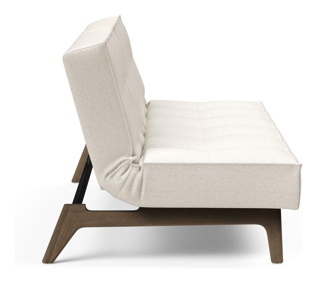 Splitback Oak Soffa Bed, Smoked Oak, Off-White Bouclé