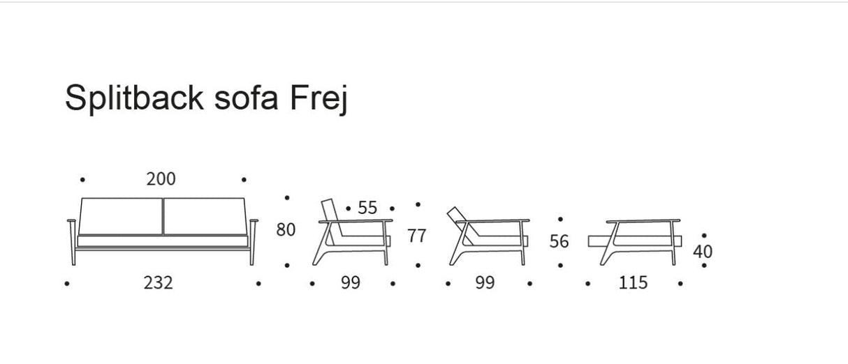 Splitback frej bäddsoffa, blandad dans/ljusblå