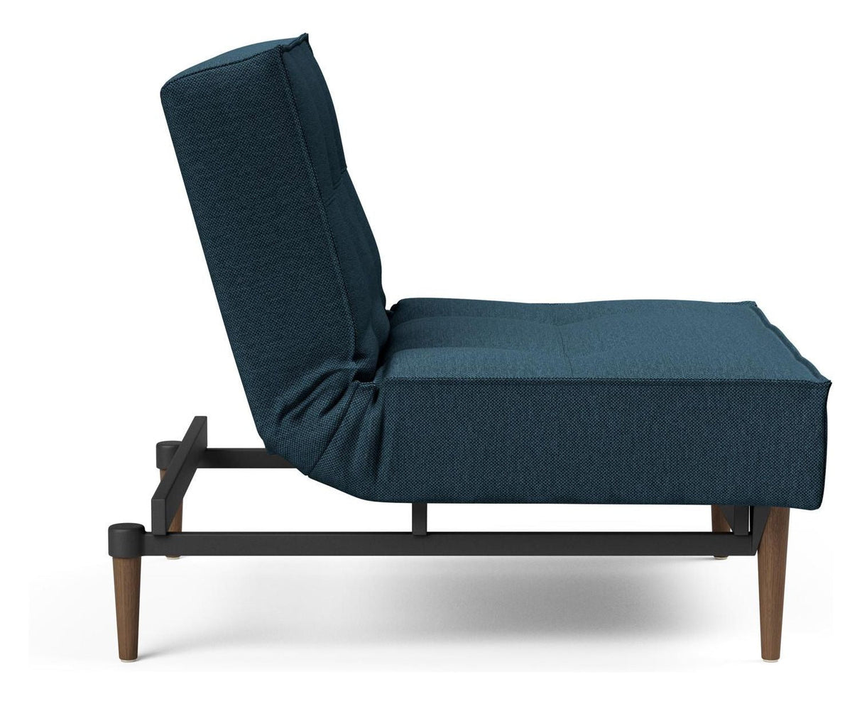 Splitback Styletto Lounge Chair, Dark Wood, Argus/Navy Blue