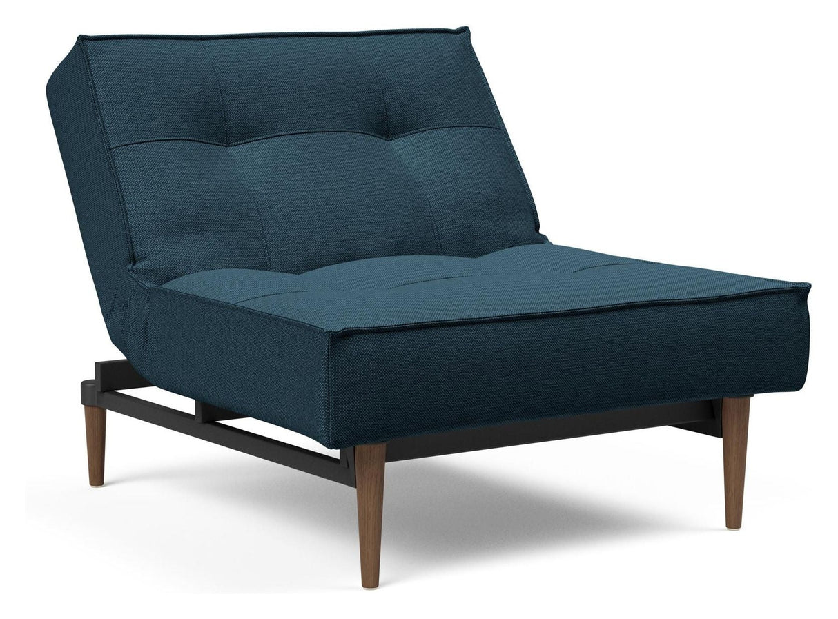 Splitback Styletto Lounge Chair, Dark Wood, Argus/Navy Blue