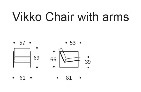 Vikko Lounge -stol med armstöd, naturligt tyg