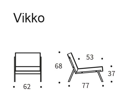 Vikko Lounge -stol med svarta ben, blandad dans/blå