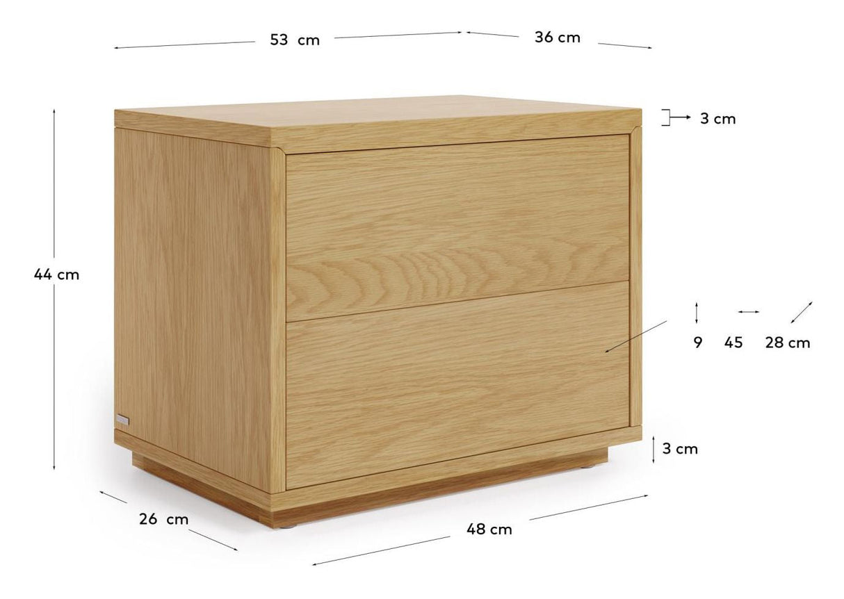 Abil Bedside Table - Oak Veneer