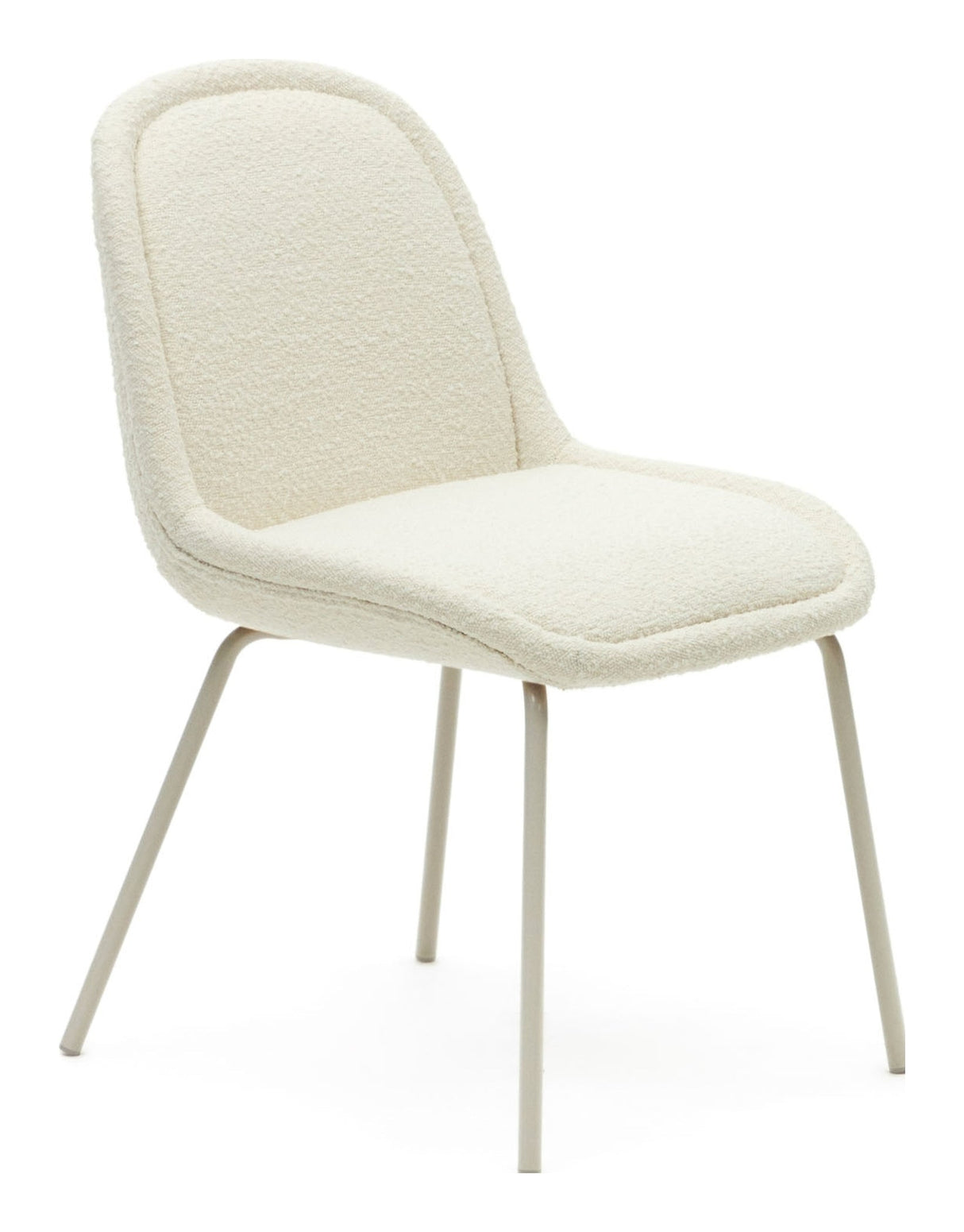 Aimin Dining Chair with Beige Ben, White Bouclé