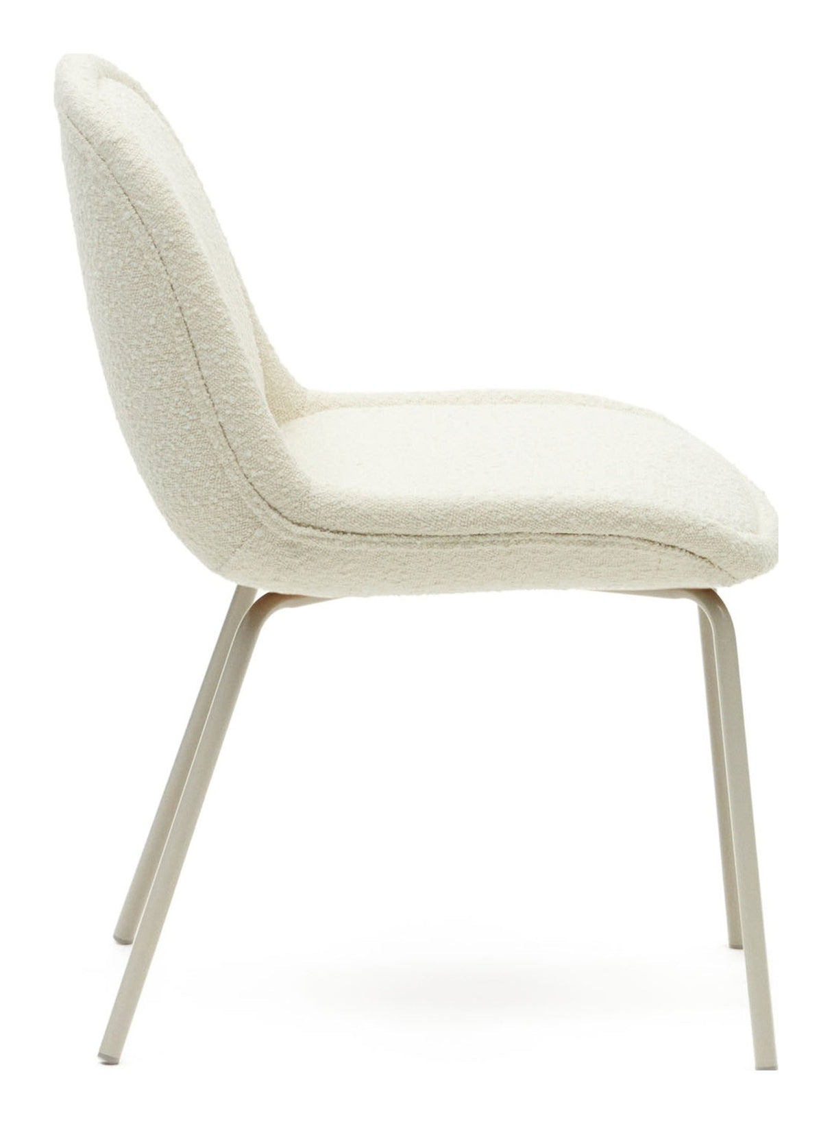 Aimin Dining Chair with Beige Ben, White Bouclé