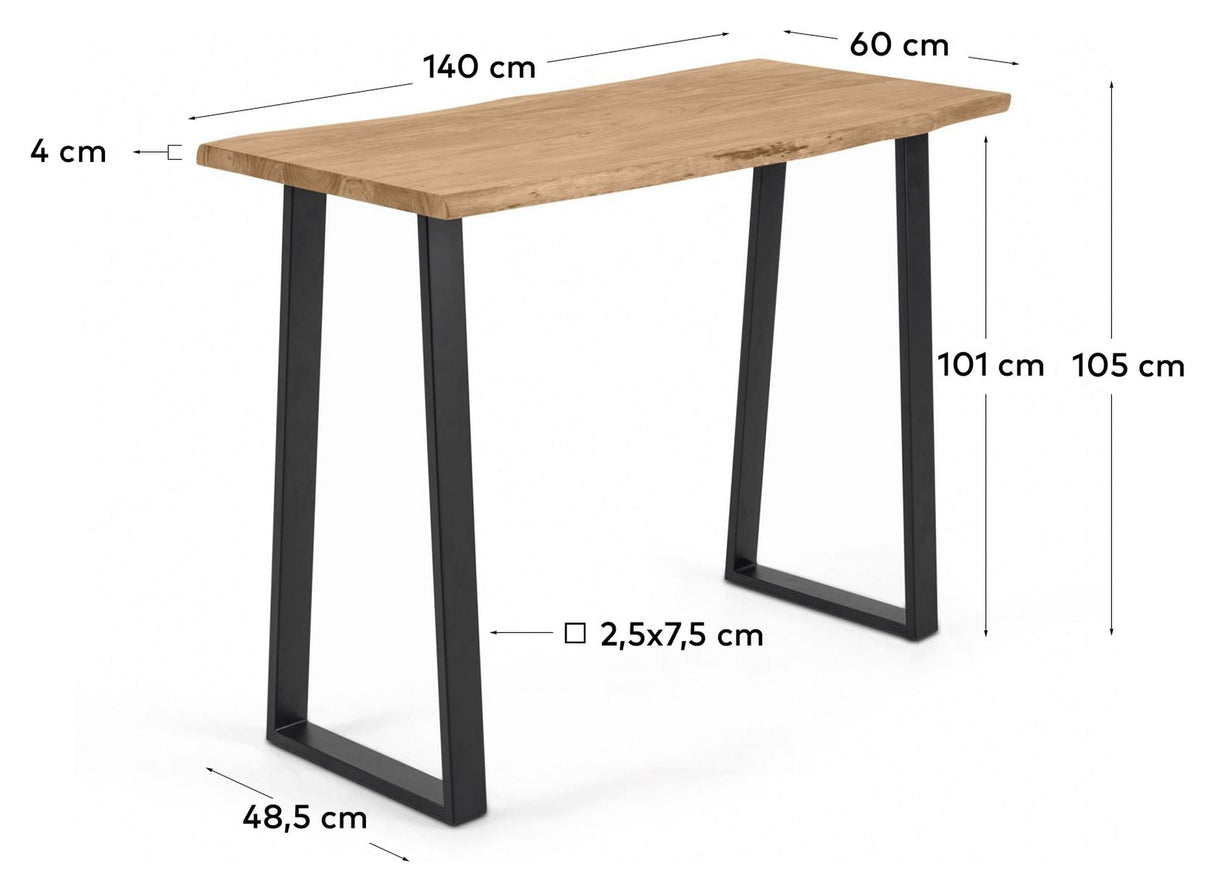 Alaia Bar Table, H105, Solid Acacia/Black Metal Frame