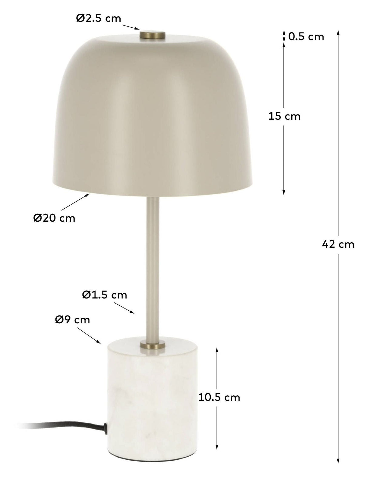 Alish bordslampa med marmor beige