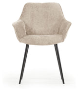 Amira Dining Chair, Beige Velor Chenille