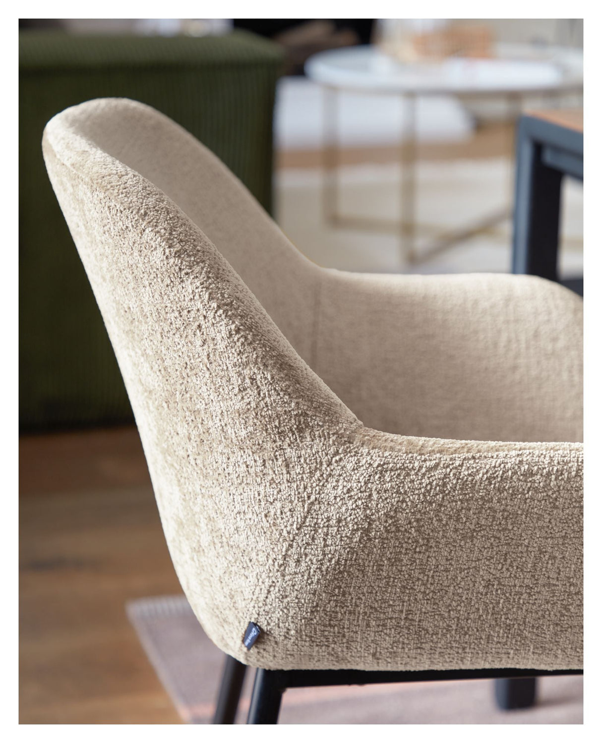 Amira Dining Chair, Beige Velor Chenille