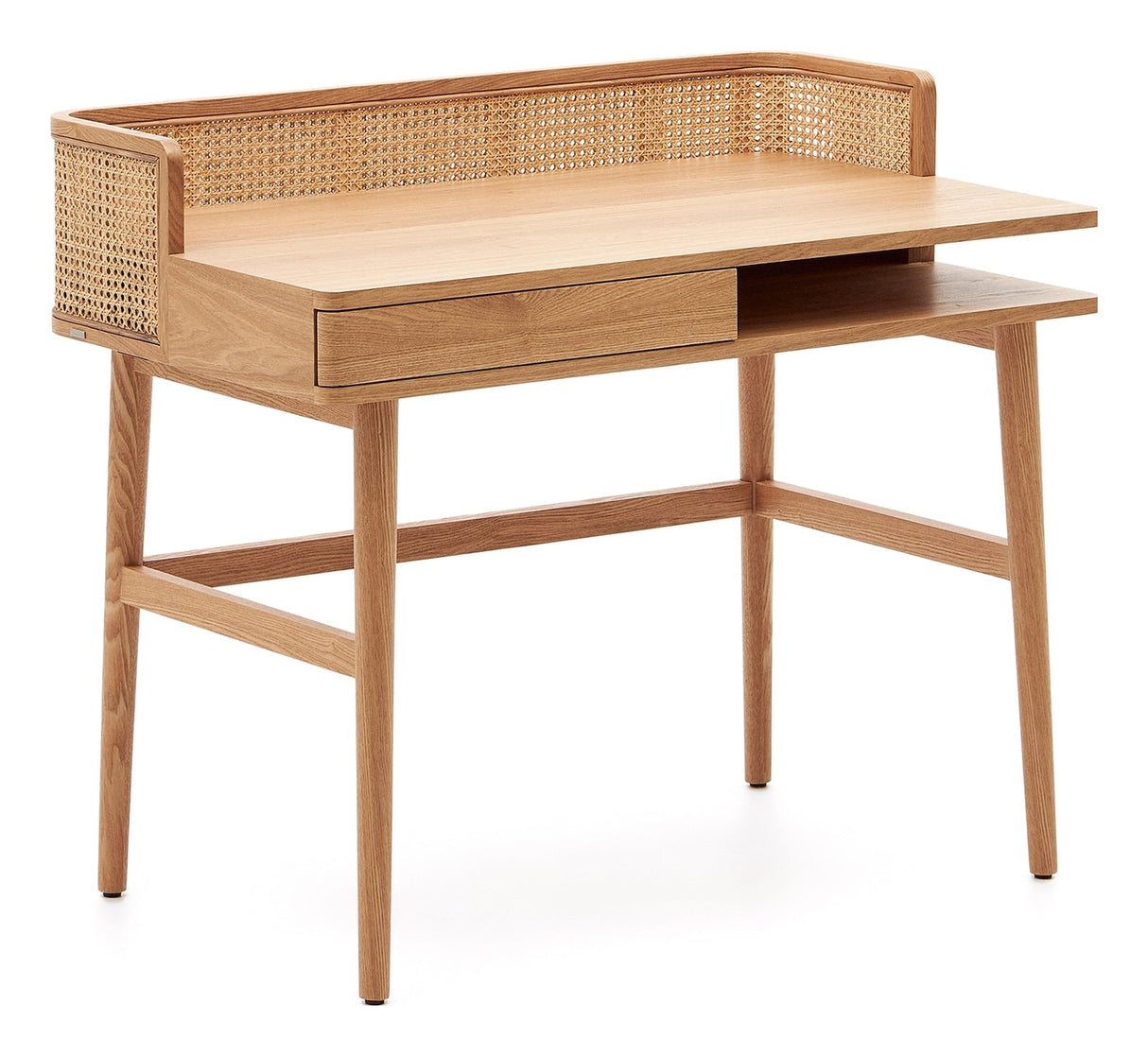 Araxi Desk, Veneer/Solid Ash and Rattan, 105x62