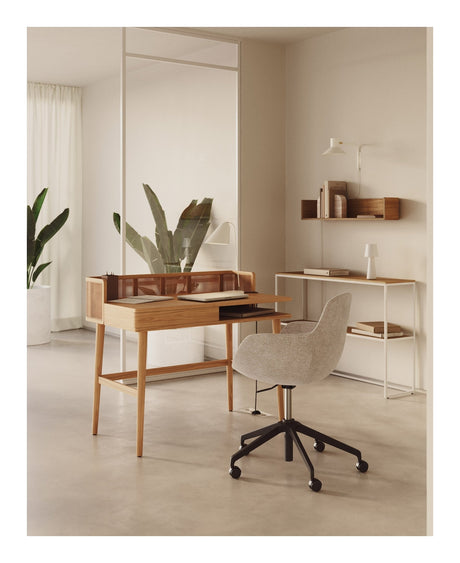 Araxi Desk, Veneer/Solid Ash and Rattan, 105x62