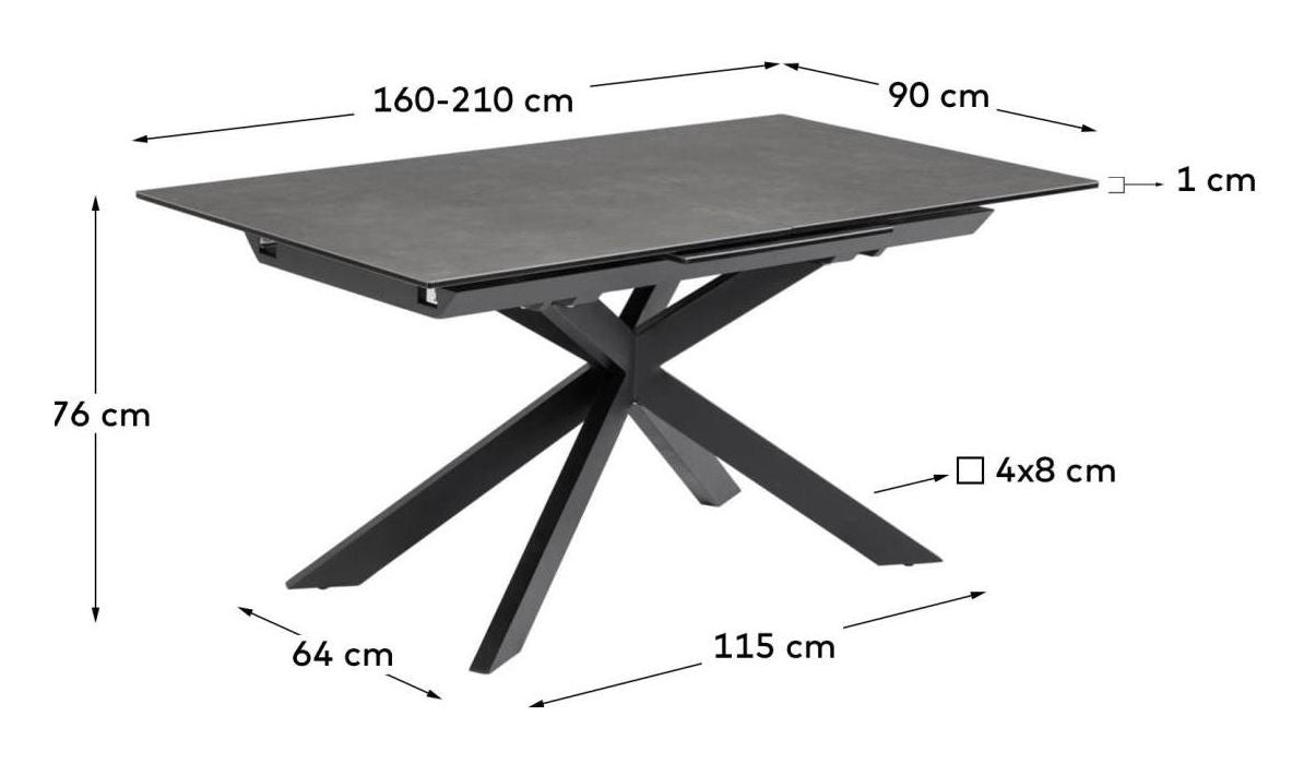 Atminda matbord 160/210x90, mörkgrå