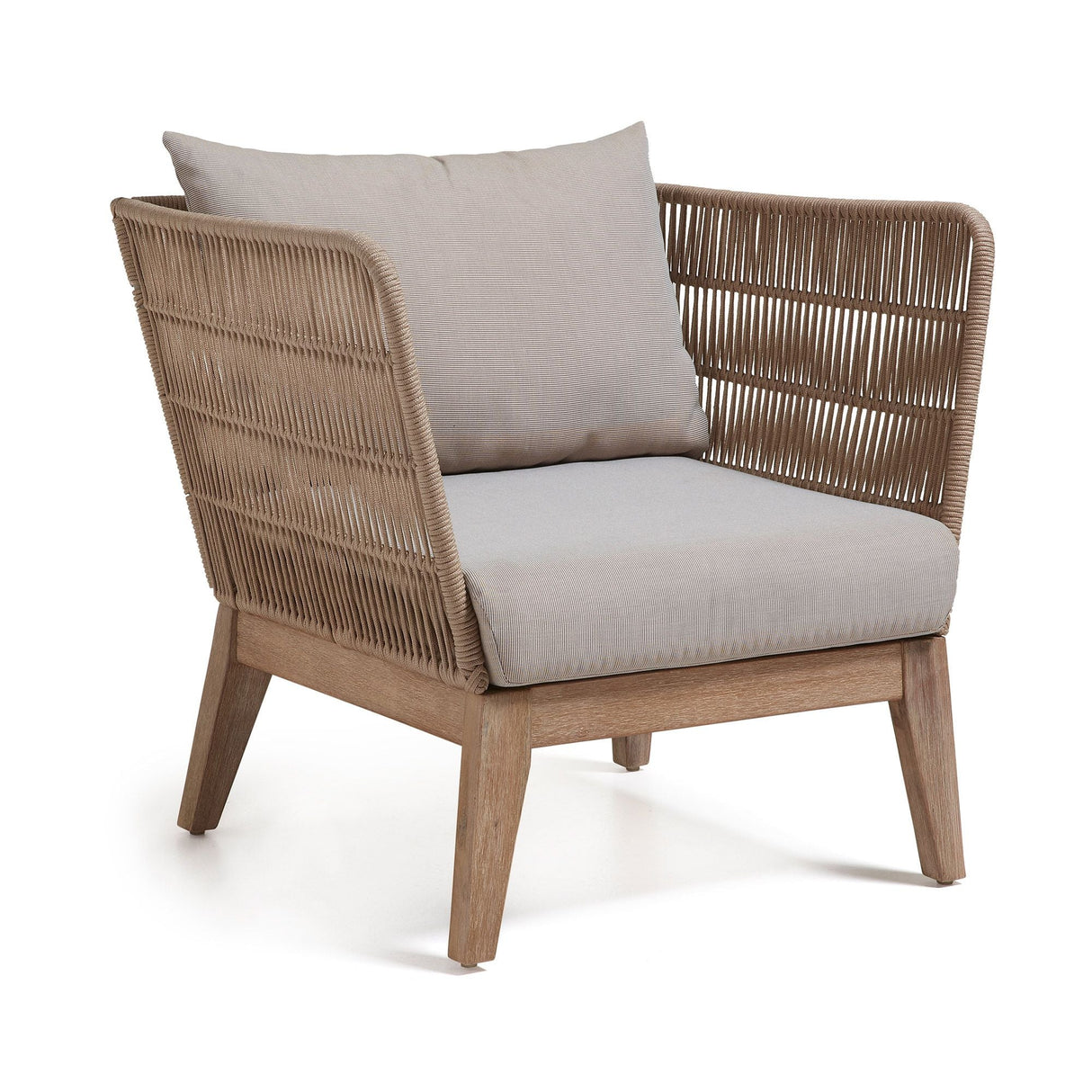 Bellano lounge stol med kuddar beige rep