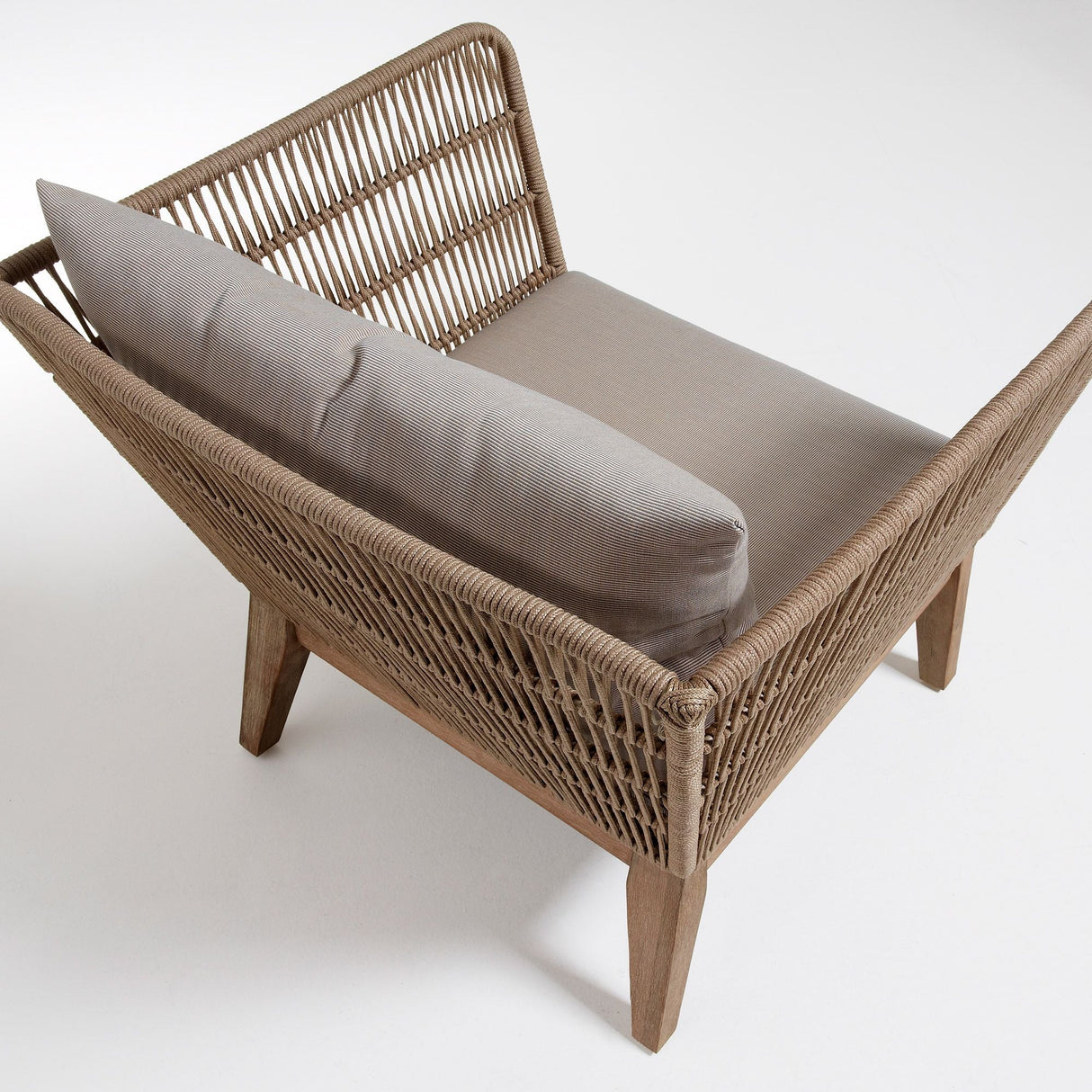 Bellano lounge stol med kuddar beige rep