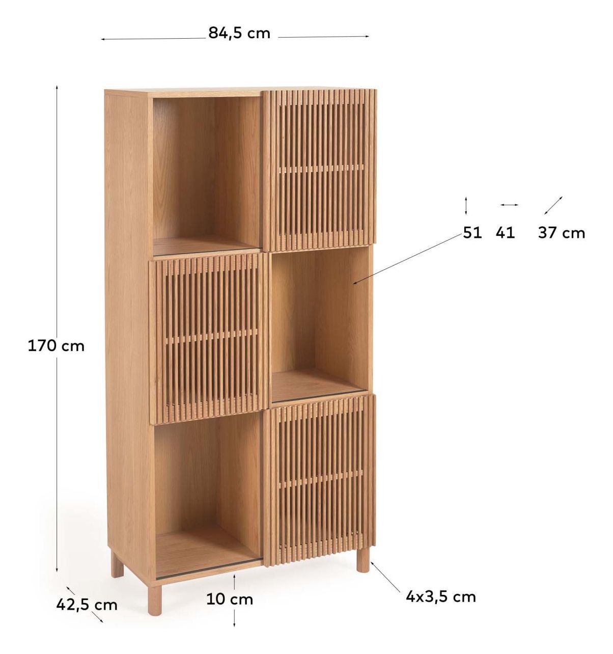 Beyla Rack w. 3 dörrar, H170, ek/faner