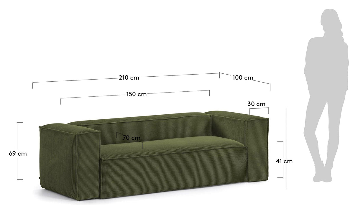 Block 2-Pers. Soffa, B210, Green Velvet