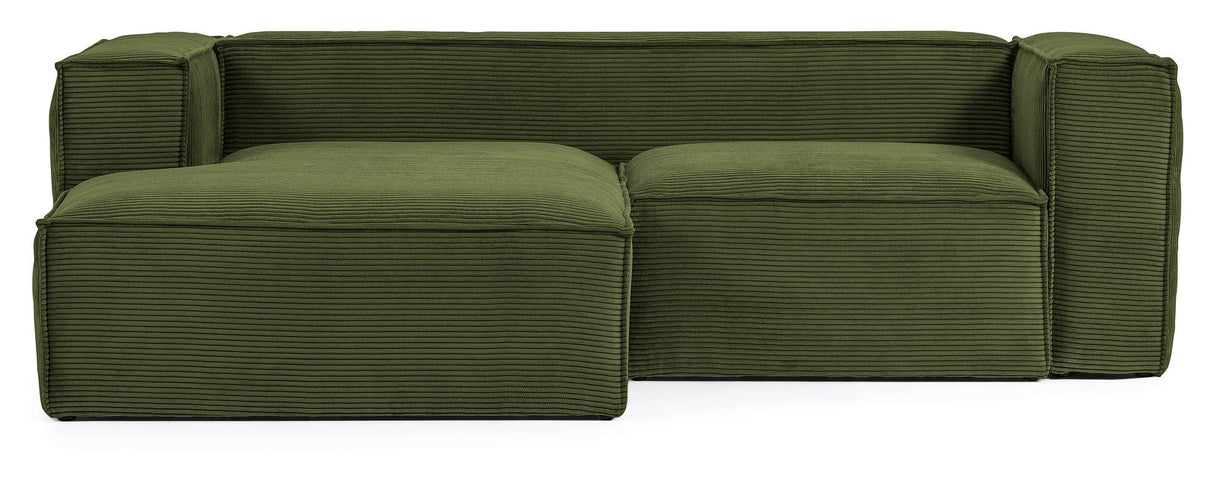 Block 2-Pers. Soffa med vänsterläge schäslong, B240, Green Velvet