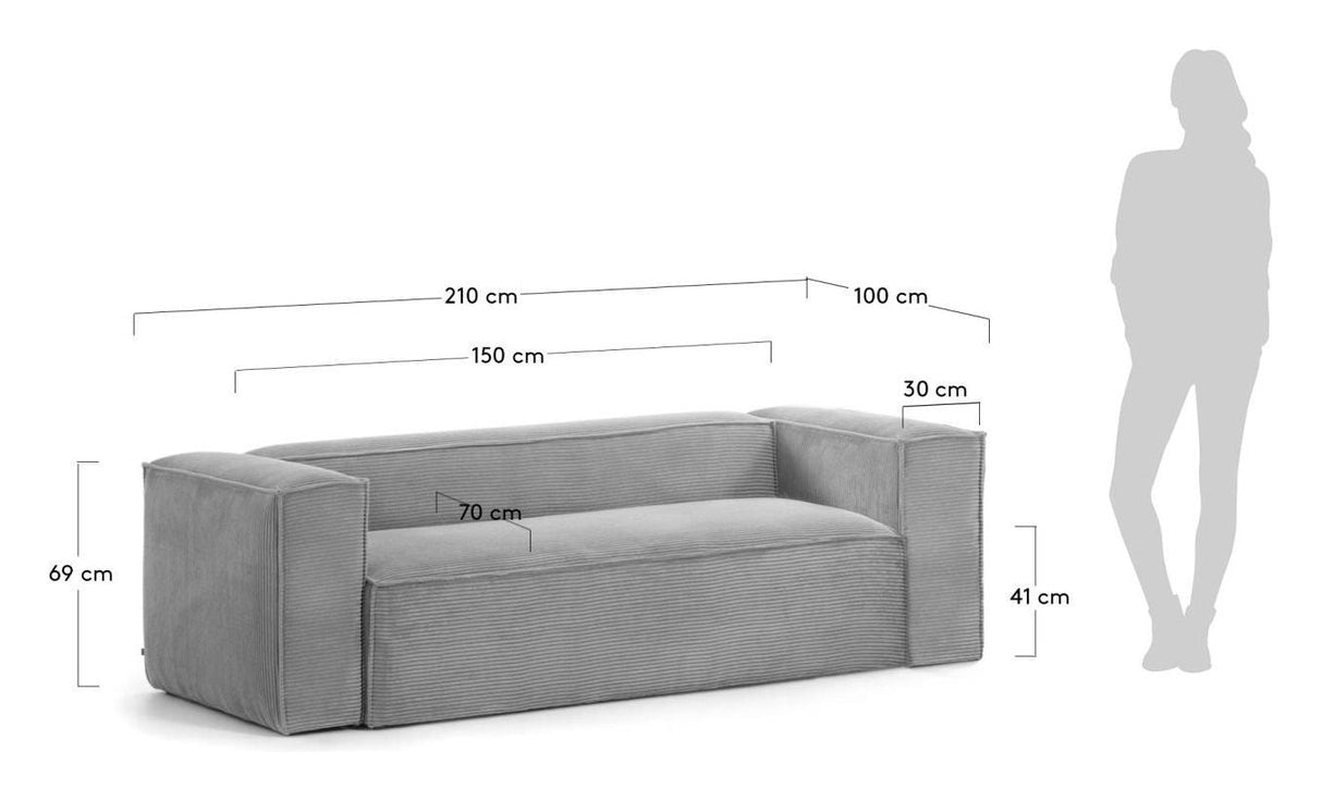 Block 2-Pers. Soffa mörkgrå sammet