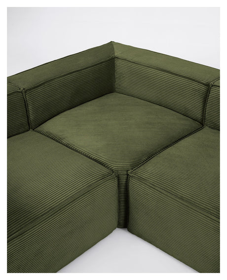 Block 3-Pers. Corner Soffa, 290x230, Green Velvet