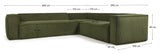 Block 5-Pers. Corner Soffa, 320x290, Green Velvet