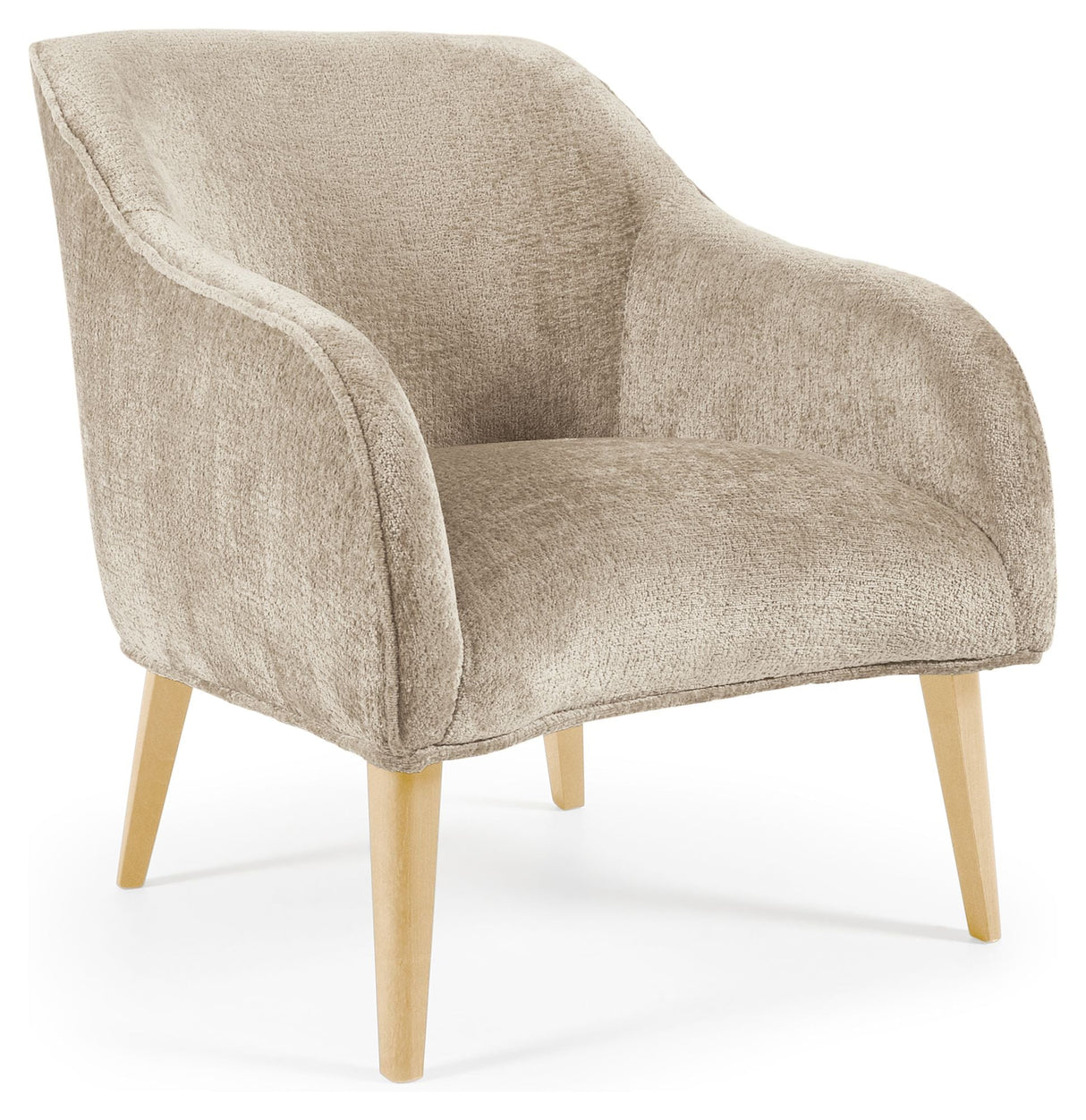 Bobly Lounge Chair, Beige Chenille/träben