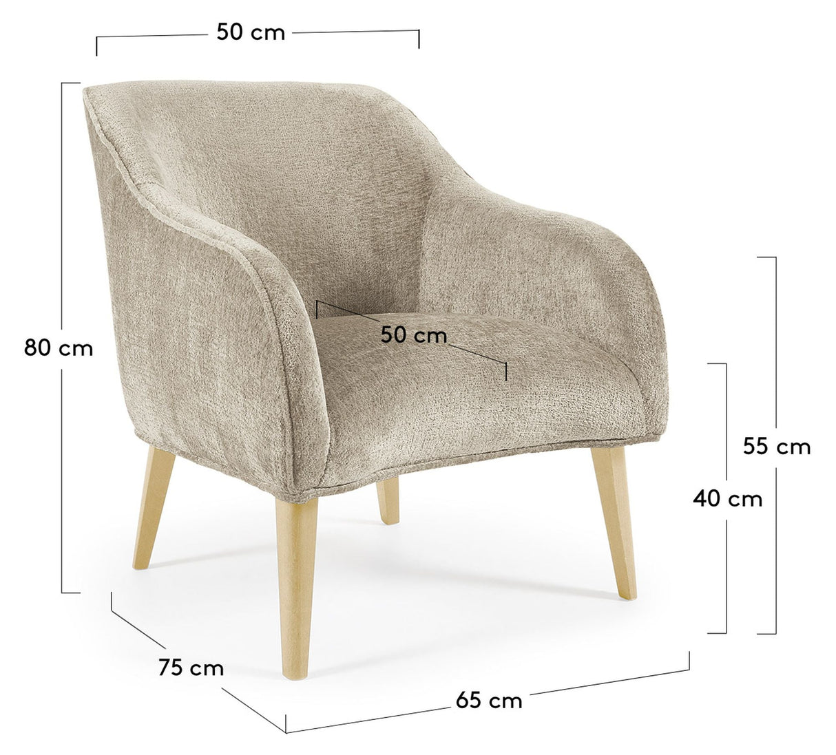 Bobly Lounge Chair, Beige Chenille/träben