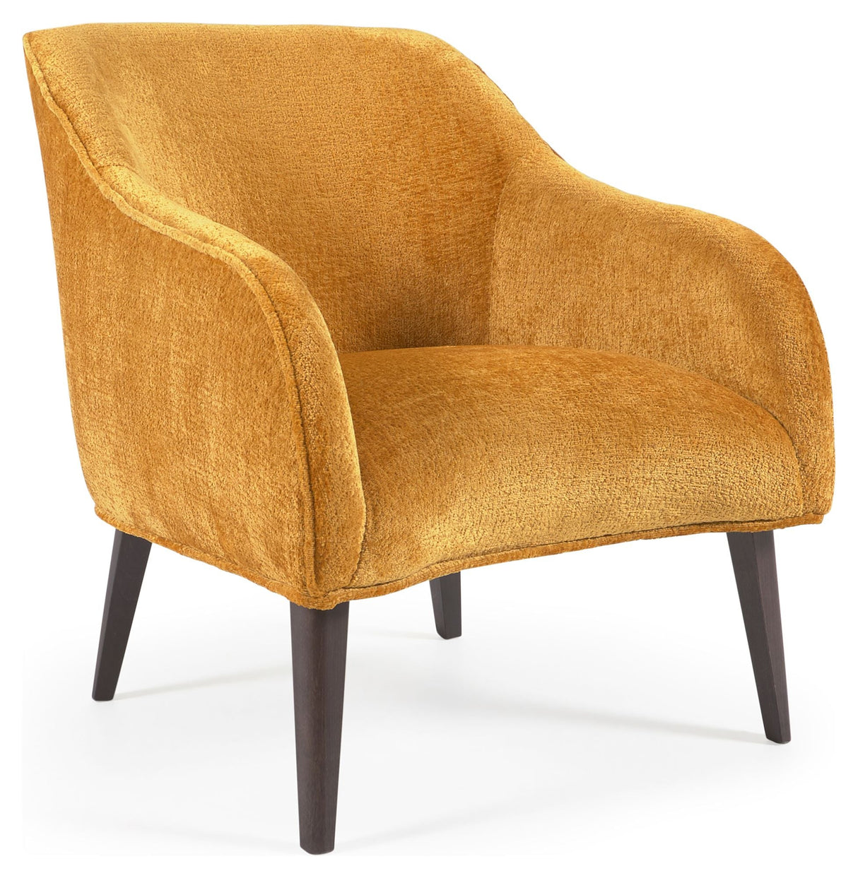 Bobly Lounge Chair, Yellow Chenille/träben Wenge Finish