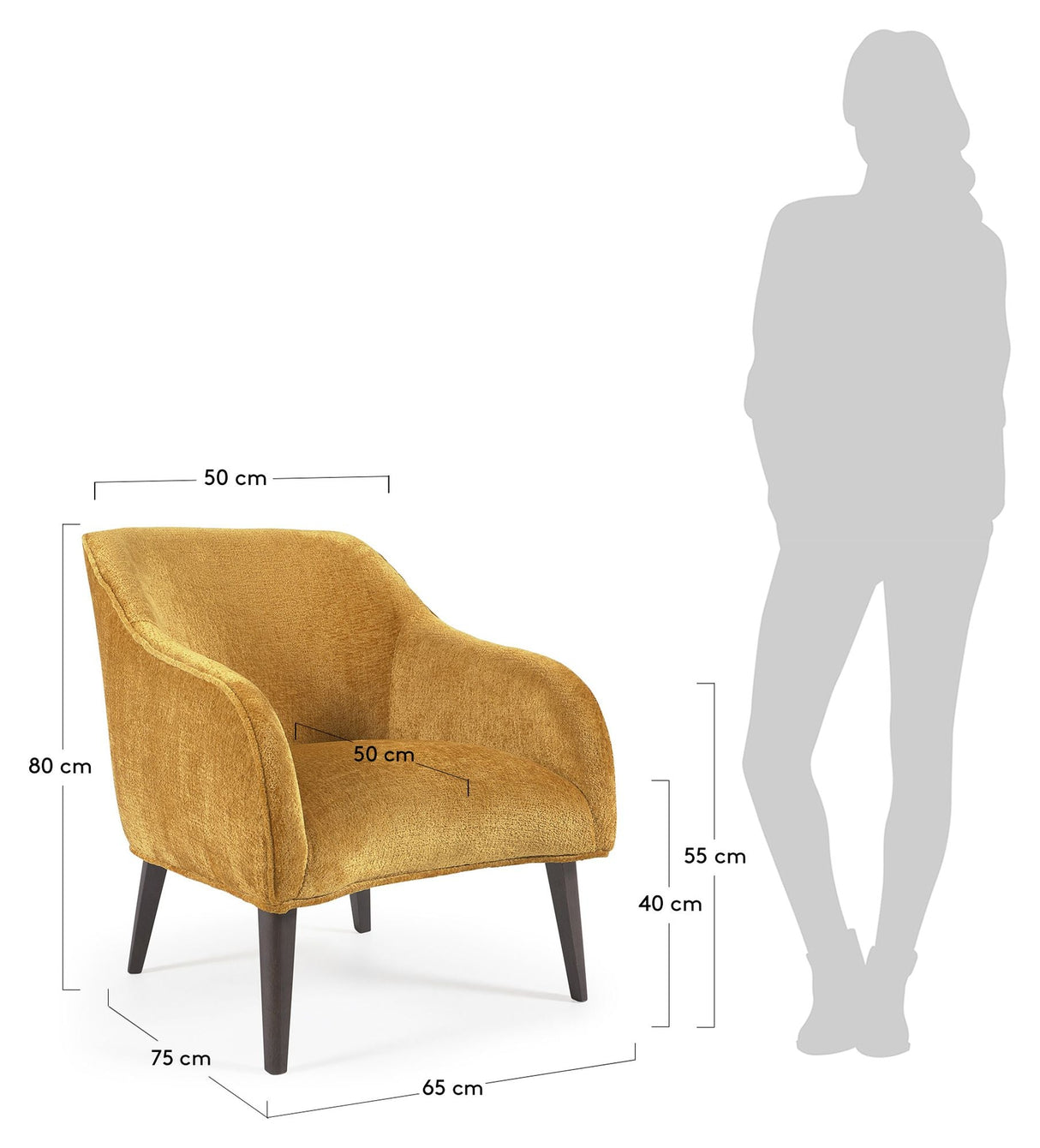 Bobly Lounge Chair, Yellow Chenille/träben Wenge Finish