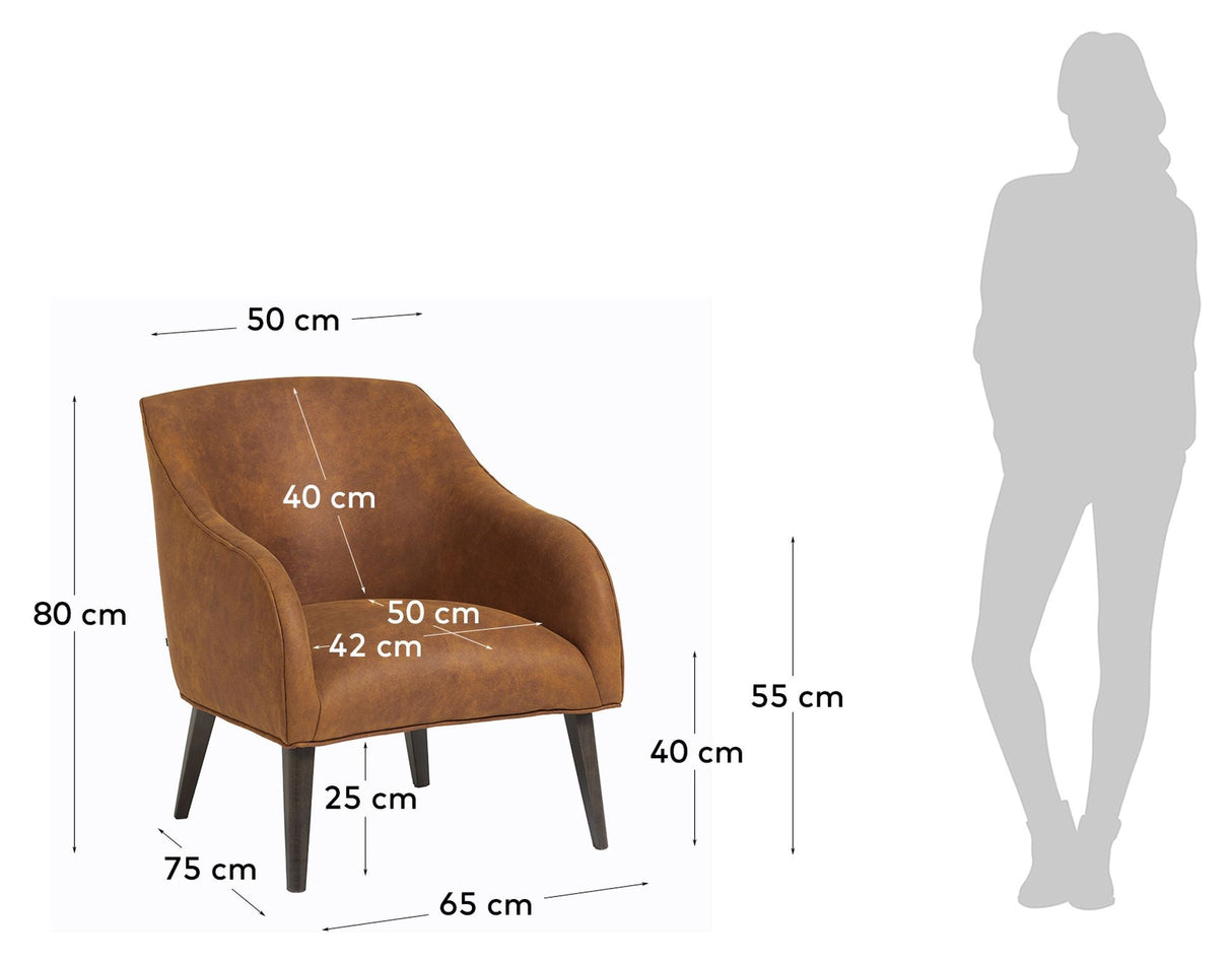 Bobly Lounge Chair - Light Brown Leatherette