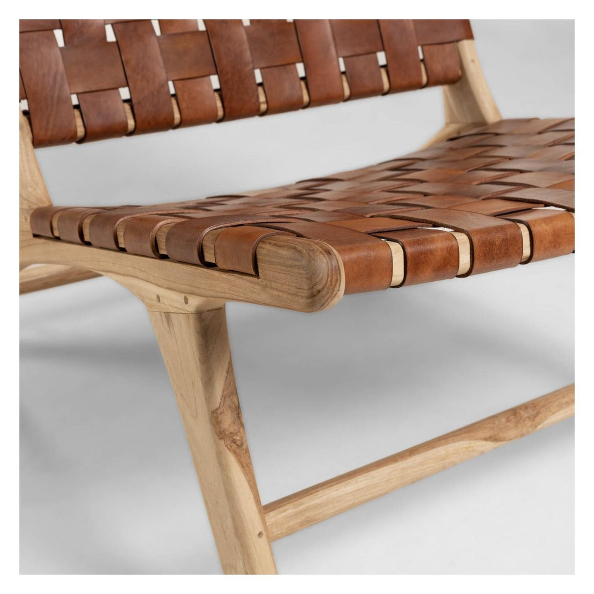 Calixta Lounge -stol, teak/läder