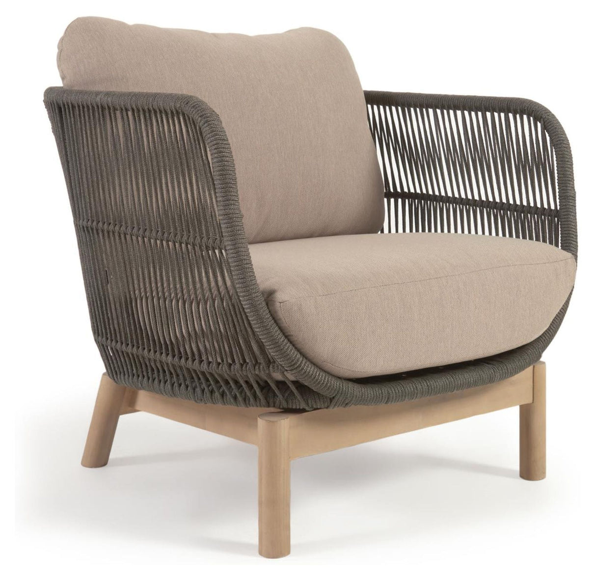 Catalina Lounge -stol med grönt rep, Acacia Wood