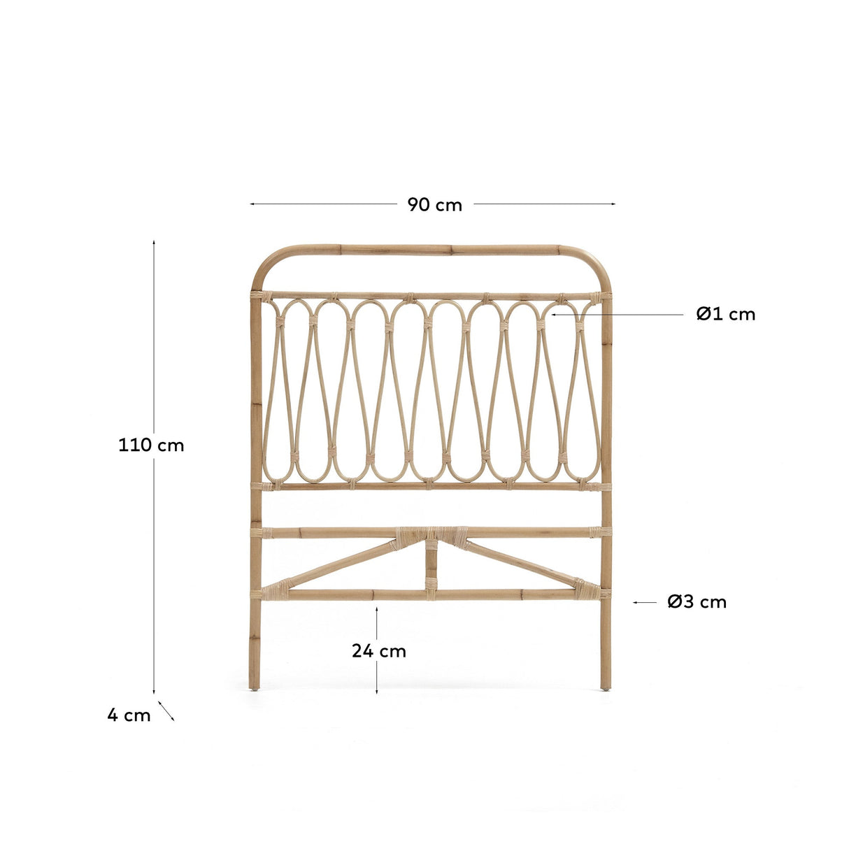 Caterina Bedboard of Rottan, 90 cm